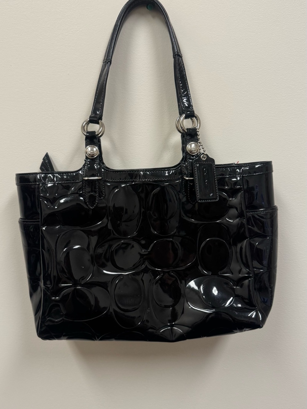 Vintage Coach Black Patent Tote Handbag